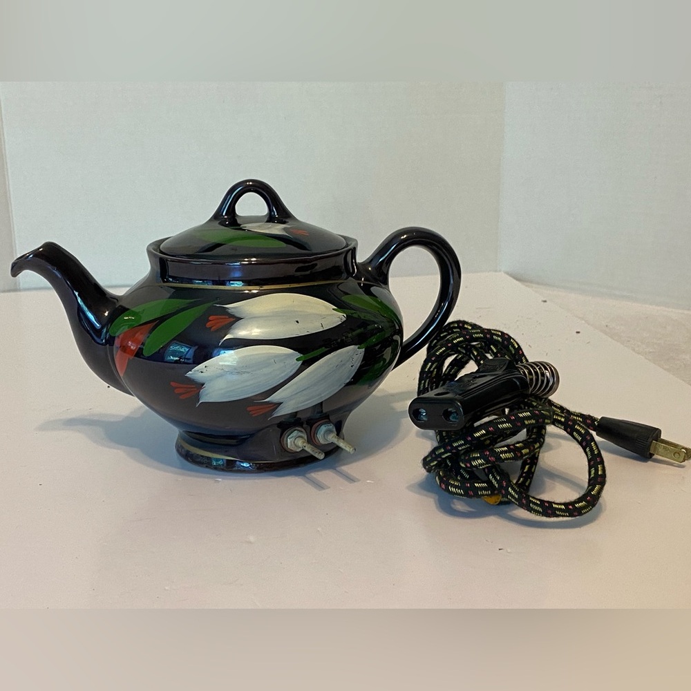 Vintage Royal Canadian Art Pottery Electric Brown/Floral Tea Pot